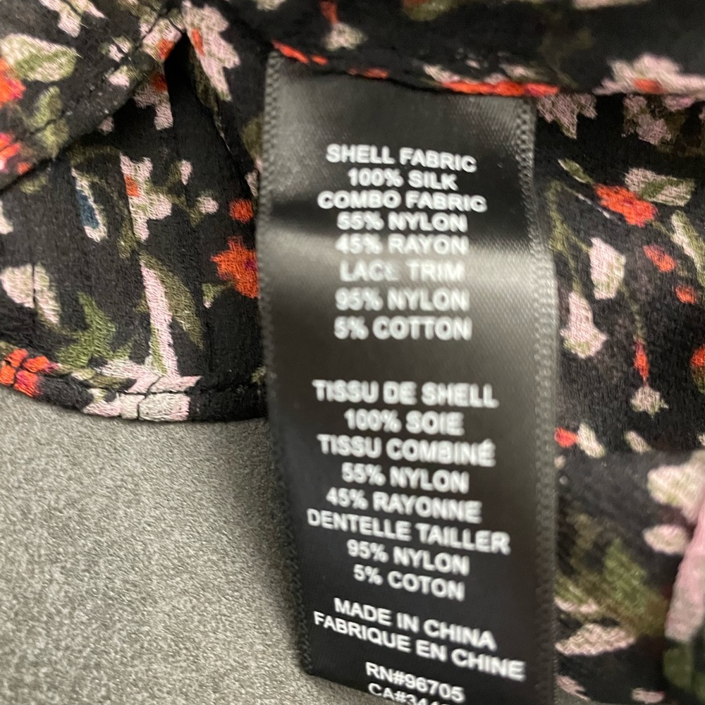 Rebecca Taylor pin tuck chiffon lace accent sheer blouse floral print - Picture 7 of 8